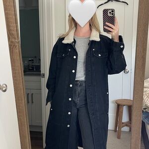 Women's Black Denim Duster Coat